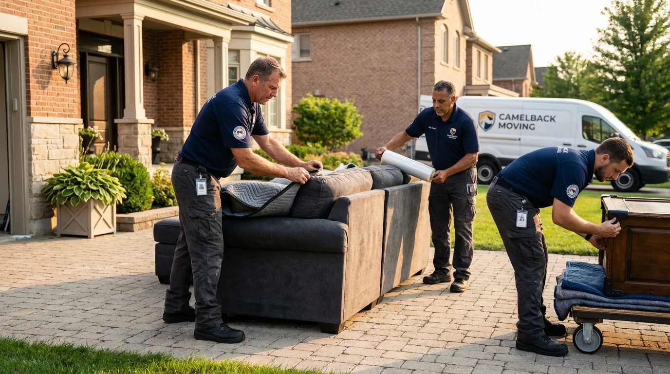Large estate moving crew wrapping furniture in Shelbyville, IL